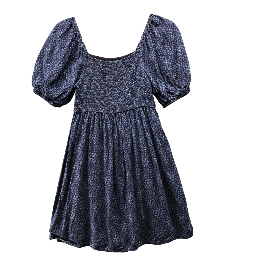 Gap Girls Size‎ 12 (XL) Smocked Puff Sleeve Dress Knee Length Purple Floral